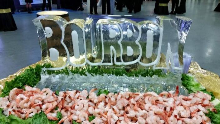 It's Kentucky Bourbon Festival time in Bardstown. Ladyfingers Catering Inc. is decking out the ice! This shrimp display was a big hit! 