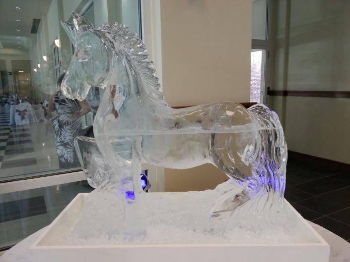 Louisville Ice Sculptures carved this full horse using 2 blocks of ice. Price $495